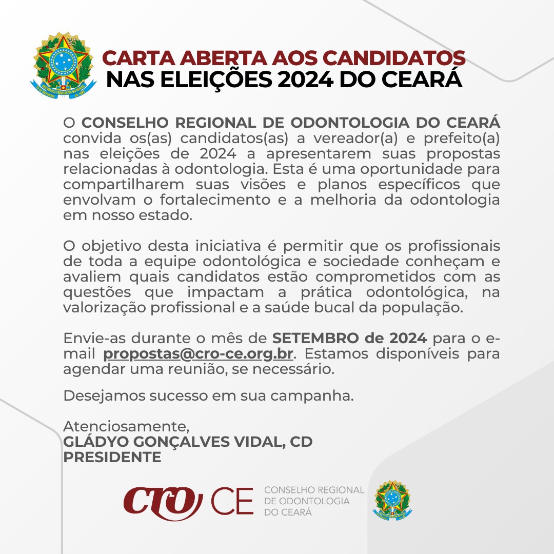 Carta aberta aos candidatos do Ceará nas eleições 2024