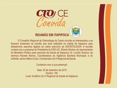 Convite: Reunião na Cidade de Itapipoca dia 30/09